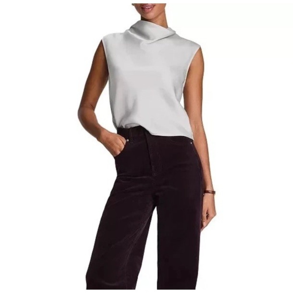 NWT SPANX Sleeveless Birch Cowl Neck Satin Top Women's Size Small Blouse $118